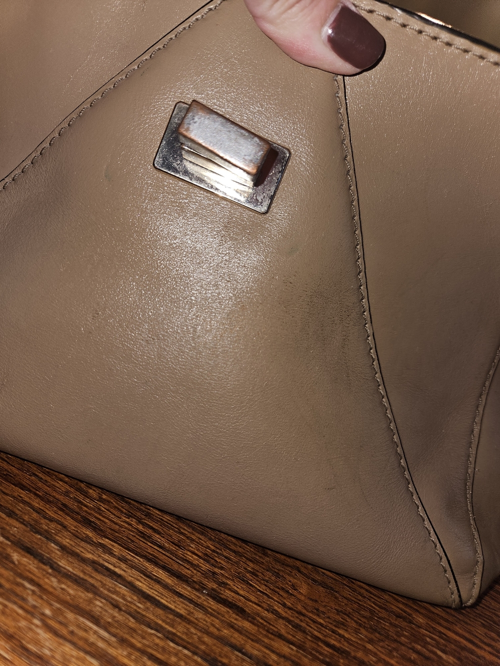 kate spade Two-Tone Black Patent and Beige Satchel - Picture 12 of 16